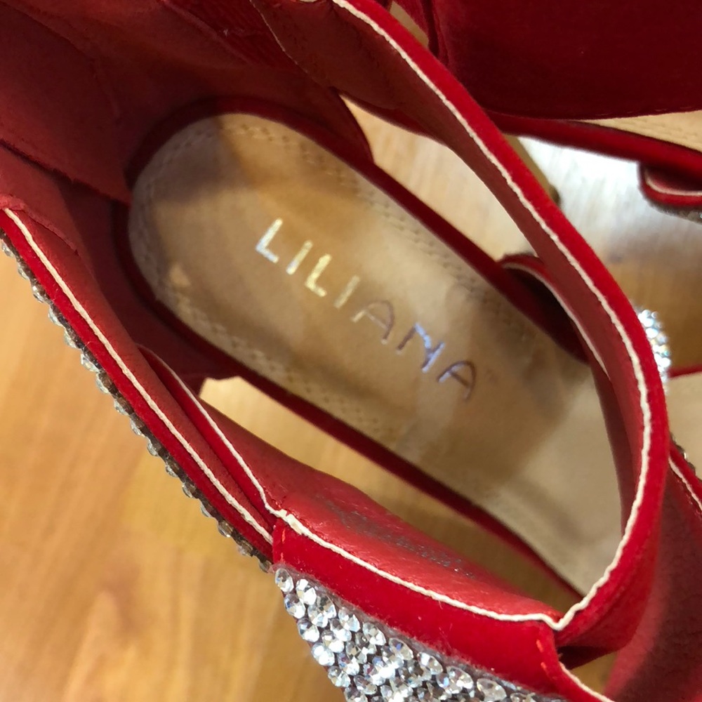 Liliana high heels (4.5”), red, zipper back - Picture 2 of 8